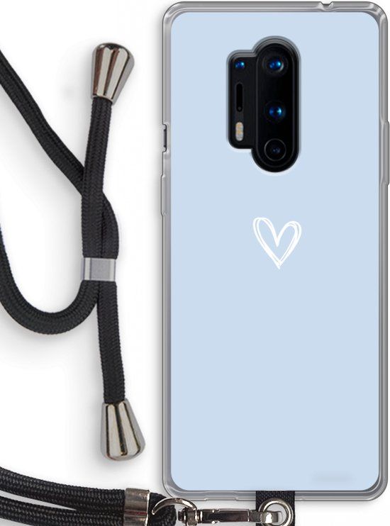 Case Company® - OnePlus 8 Pro Hoesje met Koord - Klein Hart Blauw