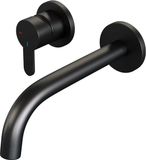 Brauer Black Edition Inbouw Wastafelmengkraan met Gebogen Uitloop en Rozetten Model D2 Mat Zwart