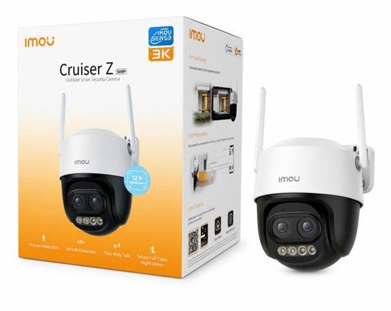 Imou Cruiser Z 3K Beveiligingscamera Buiten - 5MP Dual Lens - 12x Hybride Zoom - PTZ 355° - Full Color Nachtzicht - WiFi 6 - AI Detectie - Zwart/Wit