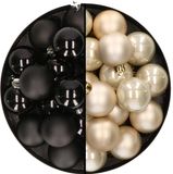 Decoris Kaemingk B.V. 32x Kunststof Kerstballen Mix Zwart/Champagne 4 cm