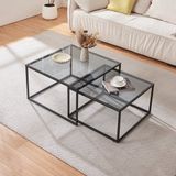 en.casa Salontafel Tromlaslo set van 2 grijs en zwart