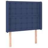 VidaXL Hoofdbord met Randen 103x16x118/128 cm Stof Blauw
