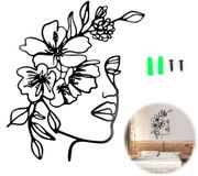 Ibenzoa Décoration murale en métal Silhouette féminine Noir 30 x 40 cm
