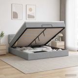 vidaXL Lit plateforme avec matelas, gris clair, 180 x 200 cm, tissu