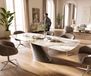 Edge Boot Table à manger 260x120 cm Céramique Minas Melange Blanc-Beige Cono Métalic Argent