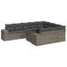 vidaXL Loungeset met kussens, polyrattan, gris