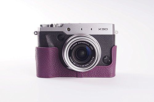 TP Handgemaakte Echt Lederen Half Camera Case Tas Cover Voor FUJIFILM X30 - Paars