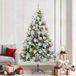 VidaXL Kunstkerstboom groen en wit 240 cm pvc en metaal en plastic