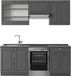 Vicco Fame-Line Complete keukeneenheid – 200 cm, WB Antraciet Anthrazit-Gold Landhaus