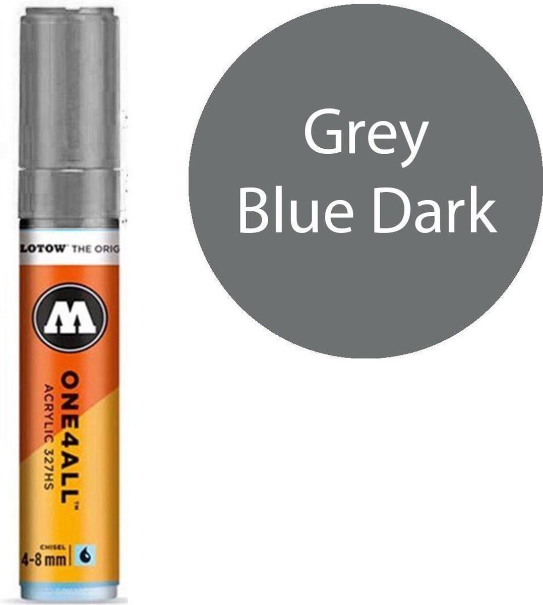 Molotow 327HS Grey Blue Dark - Grijze acryl marker - Chisel tip 4-8mm - Kleur donker grijs