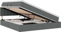 vidaXL LED-bed met opbergruimte en matras, donkergrijs, 160 x 200 cm, met stoffen bekleding