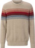 Babista heren Trui ALVARIO - 52/54 - Beige - Katoen - Ronde hals - Gestreept - Regular Fit