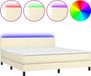 vidaXL Lit plateforme avec matelas et éclairage LED, couleur crème, 180x200 cm, similicuir