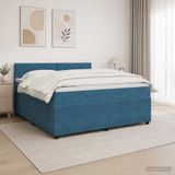 vidaXL Boxspringbed met matelas Bleu 140 x 200 cm Velours