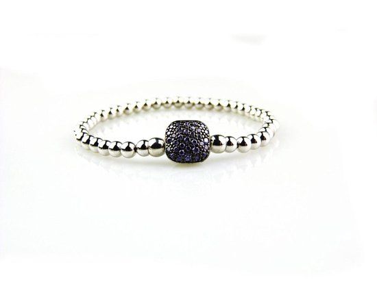 model Grazia armband zilver paarse zirkonia 21 cm