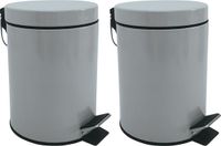 MSV Pedaalemmer - 2 stuks - Metaal - Grijs - 3 liter