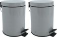 MSV Pedaalemmer - 2 stuks - Metaal - Grijs - 3 liter