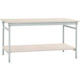 Manuflex BB5207.7035 Compleet bijzettafel basis stationair met kunststof plaat + legplank, bxdxh: 750 x 500 x 780 mm Grijs-wit (RAL 7035)