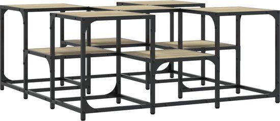 vidaXL Salontafel 91x91x40 cm bewerkt hout sonoma eikenkleurig