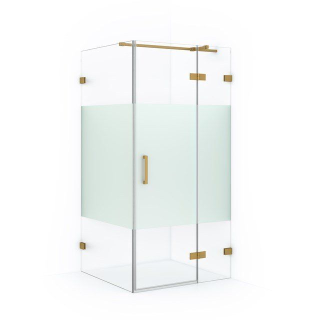 Maxaro Douchecabine Diamond 90x90cm 8mm Helder Veiligheidsglas met Matte Strook Goud