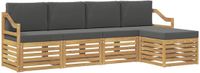vidaXL Bank loungeset 5 zitplaatsen Wit en antracietkleurig Polyester