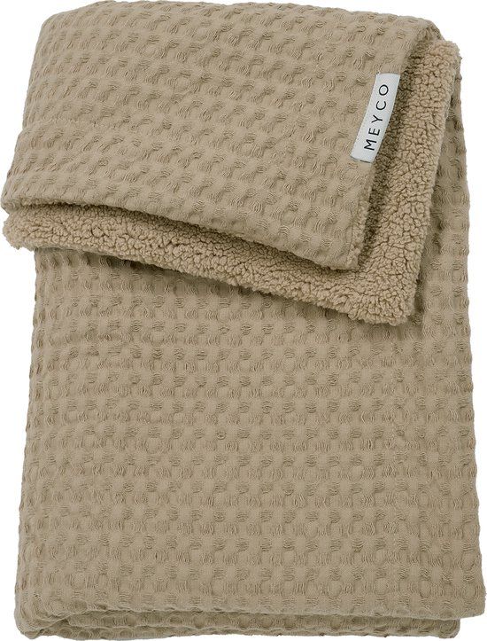 Meyco Baby Wafel Teddy ledikant deken - taupe - 100x150cm - 2.0 TOG