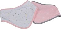 Homéa Lot de 2 bavoirs bandana 100% coton rose, gris, blanc Unisexe