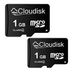 Cloudisk 2 Pack Micro SD-kaart met MicroSD-adapter geheugenkaart klasse 4 (2 Pack 1 GB)