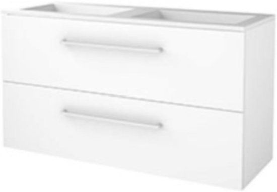 Basic Line Start 46 Badkamermeubelset - 120 x 46 cm - Met Grepen - 2 Lades - Acryl Wastafel - Zonder Kraangat - Ice White