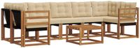 vidaXL Hoek loungeset 7 zitplaatsen Acacia hout Natuurlijk en beige