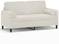 vidaXL Tweezitsbank met sierkussens 140 cm fluweel crèmekleurig