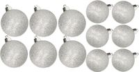 Cosy&Trendy Billiet - Vanlaere Kerstversiering set glitter kerstballen in het zilver 6 en 8 cm pakket - 30x stuks