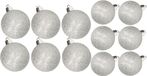 Cosy&Trendy Billiet - Vanlaere Kerstversiering set glitter kerstballen in het zilver 6 en 8 cm pakket - 30x stuks