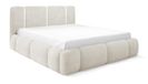 Emporius Lit Rembourré 200x200 cm Avelin avec LED, sommier métallique, lit coffre, tissu bouclé - Crème