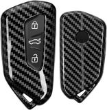 kwmobile autosleutelhoes geschikt voor VW Golf 8 3-knops autosleutel - hardcover beschermhoes - Carbon design - zwart