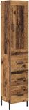 vidaXL Highboard - Oud Hout - 34,5 x 34 x 180 cm - Bewerkt hout