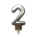 Homéa Birthday Candle Number 2 With Plastic Holder H 7.5 Cm Silver Colored