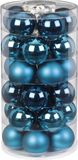 Inge-glas Kerstboomversiering 60x stuks glazen kerstballen diep blauw 6 cm glans en mat