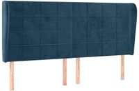 vidaXL Hoofdbord met randen fluweel donkerblauw 183x23x118/128 cm