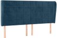 vidaXL Hoofdbord met randen fluweel donkerblauw 183x23x118/128 cm