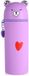 Étui Kawaii sans marque - Porte-stylos 2-en-1 en silicone souple - Pour l'école et les adolescents - Lilas