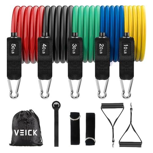 VEICK Weerstandsbanden Set 5 stks Fitness Buizen Spanbanden Oefenbanden Workout met Handgrepen voor Mannen Vrouwen Kracht Fysieke Training Apparatuur in Gym Thuis