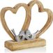 com-four Cœur décoratif - Cœur en bois sur pied en bois - Cœur décoratif en bois avec 2 oiseaux en métal à poser - Décoration en forme de cœur à offrir