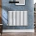Hudson Reed Radiateur design électrique horizontal – Blanc – 63,5 x 82,6 cm - Avec thermostat Wi-Fi intégré - Câblé – ECOSO