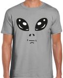 Bellatio Decorations Verkleed T-shirt heren - grijs - Alien / buitenaards wezen gezicht - Carnaval S
