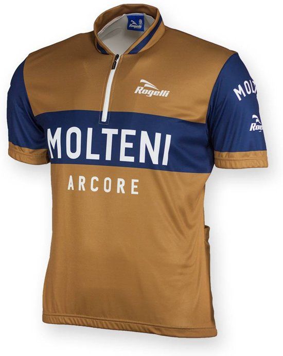 Rogelli Wagtmans Molteni - Wielershirt - Korte Mouw - Bruin/Blauw - Maat L