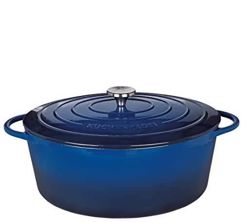 Küchenprofi braadpan ovaal 35 cm, blauw, Provence gietijzeren braadpan 35 cm