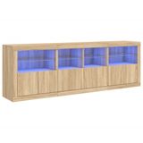VidaXL Dressoir met LED-verlichting, Sonoma-eikenhout, 202x37x67 cm