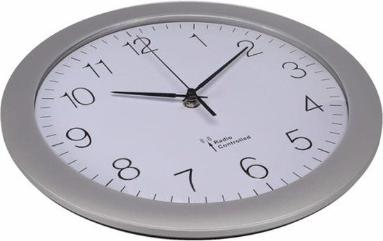 Perel Wandklok - 30 cm - Radiogestuurd - Aluminium - Zilver