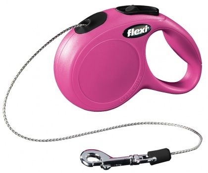 Flexi New CLASSIC XS - Hondenriem - Roze/Zwart - 3 M - 8 kg